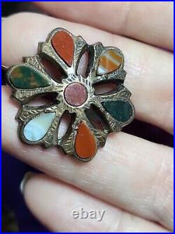 Victorian Silver Scottish Pebble Agate Celtic Pendant Brooch. Early Example