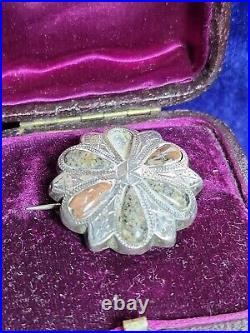 Victorian Silver Scottish Pebble Celtic Pendant Brooch. Early Example For Repair