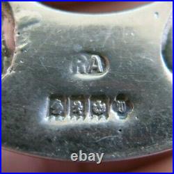 Victorian Sterling Silver Brooch Pin Scottish RA Rose Quartz & Jade 19.7g 5185