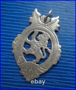 Victorian Sterling Silver Fob Medal h/m 1894 Scottish Rampant Lion