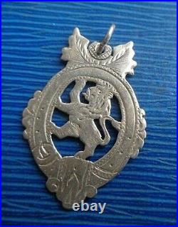 Victorian Sterling Silver Fob Medal h/m 1894 Scottish Rampant Lion