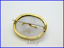 Victorian Sterling Silver Gilt & Chalcedony Scottish Sweetheart Brooch Antique