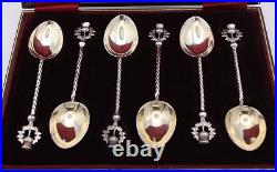 Victorian Sterling Silver & Gilt Scottish Thistle pattern Set of Six Spoons 1896