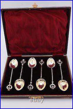 Victorian Sterling Silver & Gilt Scottish Thistle pattern Set of Six Spoons 1896