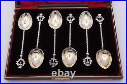 Victorian Sterling Silver & Gilt Scottish Thistle pattern Set of Six Spoons 1896