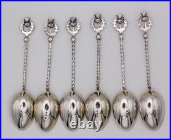 Victorian Sterling Silver & Gilt Scottish Thistle pattern Set of Six Spoons 1896