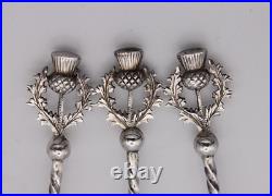 Victorian Sterling Silver & Gilt Scottish Thistle pattern Set of Six Spoons 1896