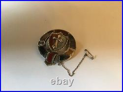 Victorian Sterling Silver Scottish Agate Pebble Garter Cross Shield Brooch