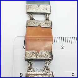 Victorian Sterling Silver Scottish Agate Sample Barcelet Bloodstone & Chalcedony