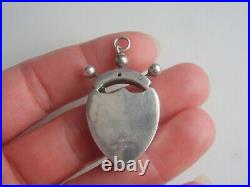 Victorian Sterling Silver Scottish Granite Shield Fob Pendant with Silver Stoat