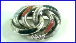 Victorian agate scottish silver lovers knot brooch circa 1890 hand engraved
