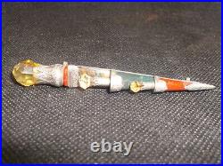 Victorian large Scottish silver, agate & citrine dirk brooch