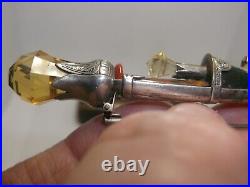 Victorian large Scottish silver, agate & citrine dirk brooch