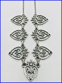 Vintage 1950's Scottish Iona Silver Luckenbooth Necklace 17.9g
