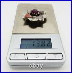 Vintage 1954 Scottish Hallmarked Sterling Agate Thistle Brooch