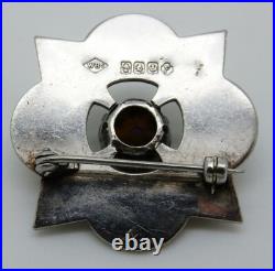Vintage 1954 Scottish Hallmarked Sterling Agate Thistle Brooch