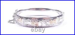 Vintage 1961 Bangle Gold Fronted Scottish Thistle 925 Sterling Silver