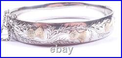 Vintage 1961 Bangle Gold Fronted Scottish Thistle 925 Sterling Silver