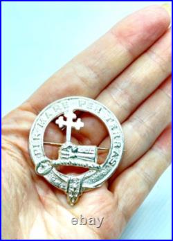 Vintage 1976 Sterling Silver Scottish Clan MacDonald Brooch 14.7 grams