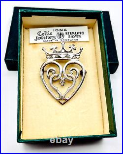 Vintage 925 Scottish John Hart Iona Luckenbooth Brooch Edinburgh 1961 6.9g Boxed