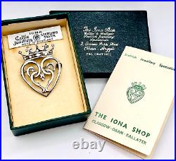 Vintage 925 Scottish John Hart Iona Luckenbooth Brooch Edinburgh 1961 6.9g Boxed