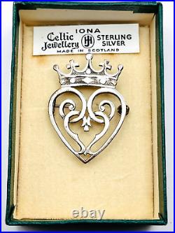 Vintage 925 Scottish John Hart Iona Luckenbooth Brooch Edinburgh 1961 6.9g Boxed