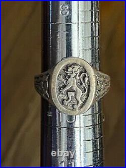 Vintage 925 Silver Scottish or Belgian Lion Rampart Ring Size 9.25