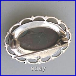 Vintage 925 solid silver & semi precious stone Scottish Brooch boxed 5g C. 20thC