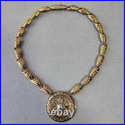 Vintage 925 sterling silver gold plated Scottish necklace 62 g