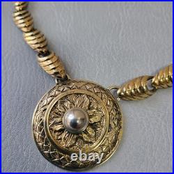 Vintage 925 sterling silver gold plated Scottish necklace 62 g