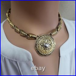 Vintage 925 sterling silver gold plated Scottish necklace 62 g