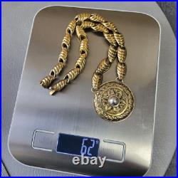 Vintage 925 sterling silver gold plated Scottish necklace 62 g