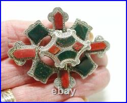 Vintage / Antique Beautiful Silver And Scottish Agate Brooch (6911)
