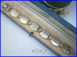 Vintage Antique Ornate Solid Sterling Silver Scottish Agate 7 Bracelet Rare