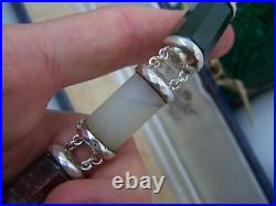 Vintage Antique Victorian Solid Sterling Silver Scottish Agate Bracelet 7 8.5