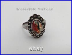 Vintage Art Deco Cocktail Ring Sterling Silver Scottish Agate Marcasite Size K