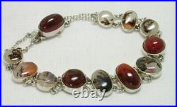 Vintage Beautiful Silver And Various Scottish Agate Bracelet