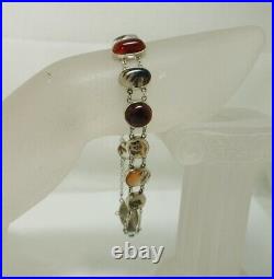 Vintage Beautiful Silver And Various Scottish Agate Bracelet