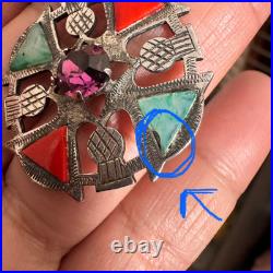 Vintage Celtic Scottish Sterling Silver Multicolor Thistle Pendant Necklace