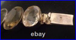 Vintage HEAVY Long Sterling Silver Bracelet Scottish Style Mixed Stones 108 gram