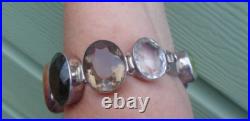 Vintage HEAVY Long Sterling Silver Bracelet Scottish Style Mixed Stones 108 gram