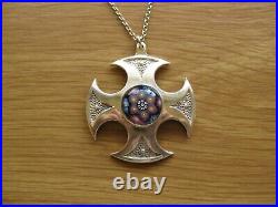 Vintage, Hallmarked Scottish Silver, Caithness Glass, Celtic Cross Pendant