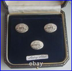 Vintage Hamilton & Inches Sterling Silver Edinburgh Castle Cufflinks & Tie Tack