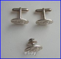 Vintage Hamilton & Inches Sterling Silver Edinburgh Castle Cufflinks & Tie Tack