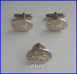 Vintage Hamilton & Inches Sterling Silver Edinburgh Castle Cufflinks & Tie Tack