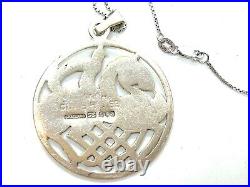 Vintage Jack Rae Scottish Shetland St. Silver Odin & Sleipnir Pendant Necklace