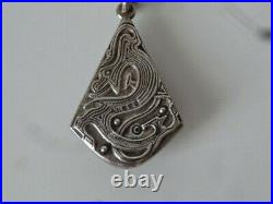Vintage Jewellery Scottish Agate Celtic Sterling Silver Pendant Necklace