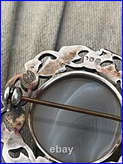 Vintage John Hart Iona Scottish Agate Brooch Sterling Silver 925 Hallmarked 1967