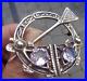 Vintage LARGE & HEAVY Sterling Silver Amethyst Scottish Celtic Brooch h/m 1960