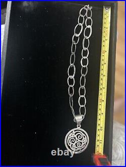 Vintage Large Sterling Silver Link 20 Chain Scottish Pendant Signed